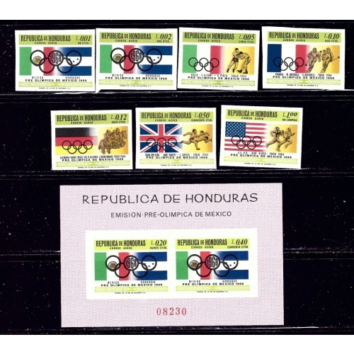 Honduras C429-35a MNH 1968 Olympics Imperf set    (ap2082)