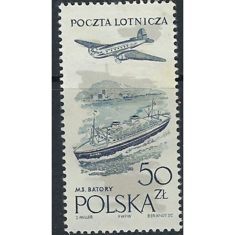 Poland C51 MNH 1957 Plane and Ship (ak5728)