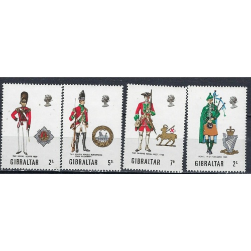 Gibraltar 234-37 MNH 1970 Military Uniforms (ak2949)