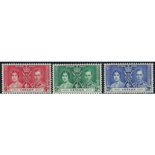 Ceylon 275-77 MNH 1937 KGVI Coronation (an2264)