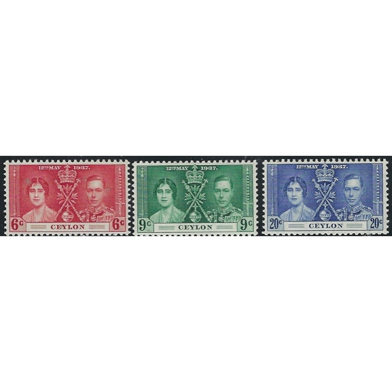 Ceylon 275-77 MNH 1937 KGVI Coronation (an2264)