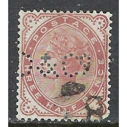 Great Britain 80 Used 1880 issue Perfin; nibbed corner (ap7301)