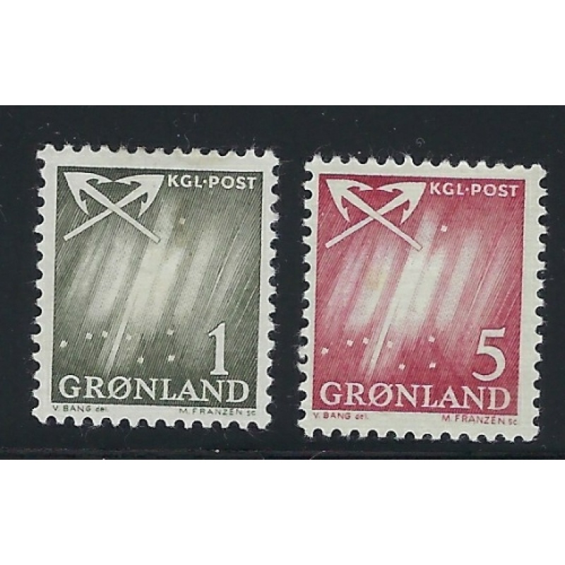 Greenland 48-49 MH 1963 issues; pencil notation on back of #48 (an9703)