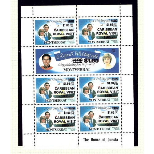 Montserrat 578-79 MNH 1985 overprinted sheet for Royal Visit