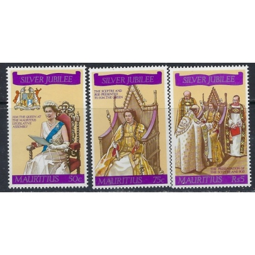Mauritius 433-35 MNH 1977 QEII Silver Jubilee (ak5524)