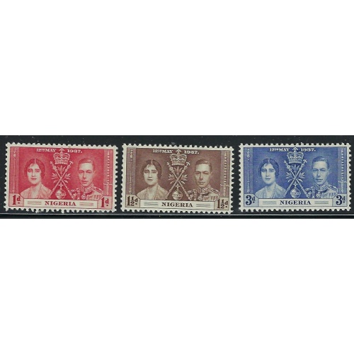 Nigeria 50-52 MNH 1937 KGVI Coronation (fe8238)