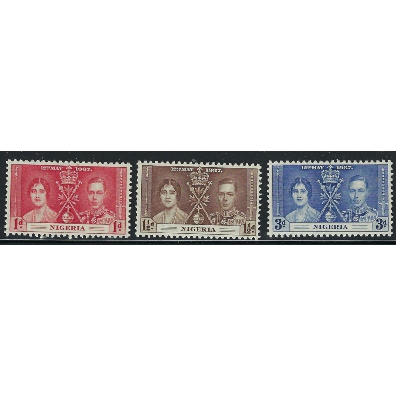 Nigeria 50-52 MNH 1937 KGVI Coronation (fe8238)