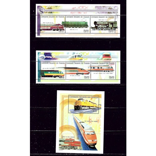 Comoro Is 941-43 MNH 1999 Locomotives 2 sheets and S/S
