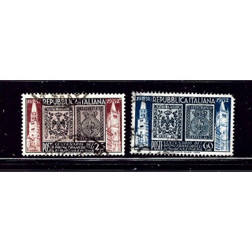 Italy 602-03 Used 1952 set   short corner perf on 603