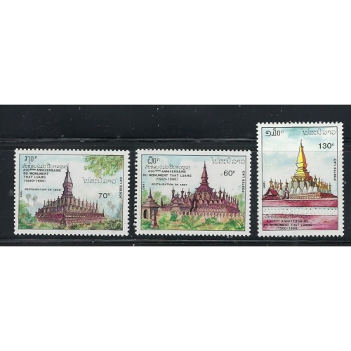 Laos 980-82 MNH 1990 Temple (fe4605)