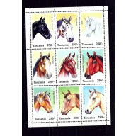 Tanzania 1430 MNH 1995 Horses sheet of 9 (ak1336)