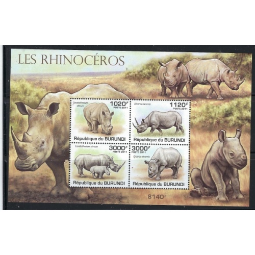 Burundi 836 MNH 2011 Rhinos sheet of 4 (an1616)