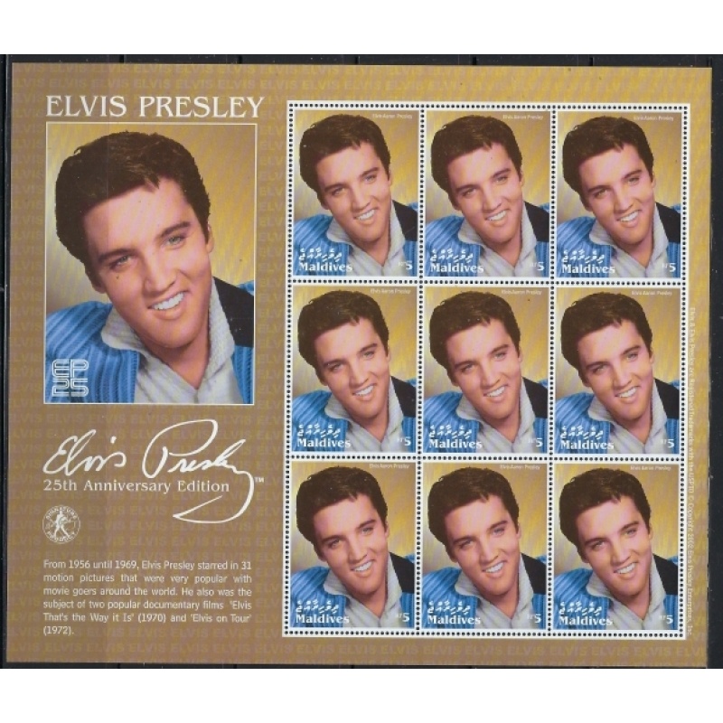 Maldive Is 2643 MNH 2002 Elvis Presley sheet of 9; USA Shipment ONLY (an1764)