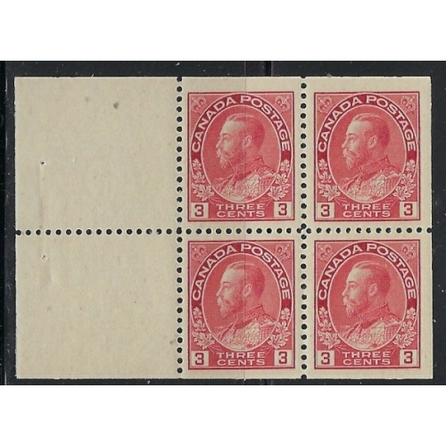 Canada 109a MNH 1923 Bklt Pane; small speck on back of one stamp (fe9257)