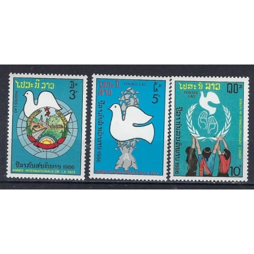 Laos 752-54 MNH 1986 Intl Peace Year (ak2600)