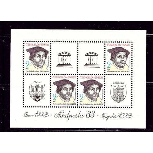 Czechoslovakia 2446a MNH 1983 Martin Luther sheet of 4
