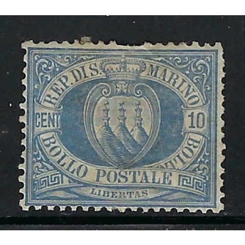San Marino #7 MHH 1877 issue; short perfs; messy back (an1638)