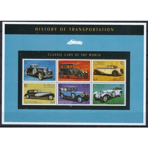 St Vincent 2225 MNH 1995 Classic Cars sheet of 6 (an7581)