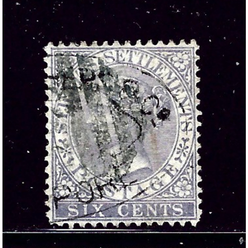 Straits Settlements 12 Used 1867 issue slightly shortened corner perf