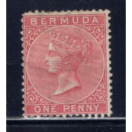 Bermuda 1 MH 1865 Victoria issue small thin on perfs