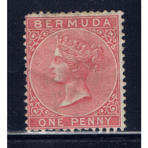 Bermuda 1 MH 1865 Victoria issue small thin on perfs