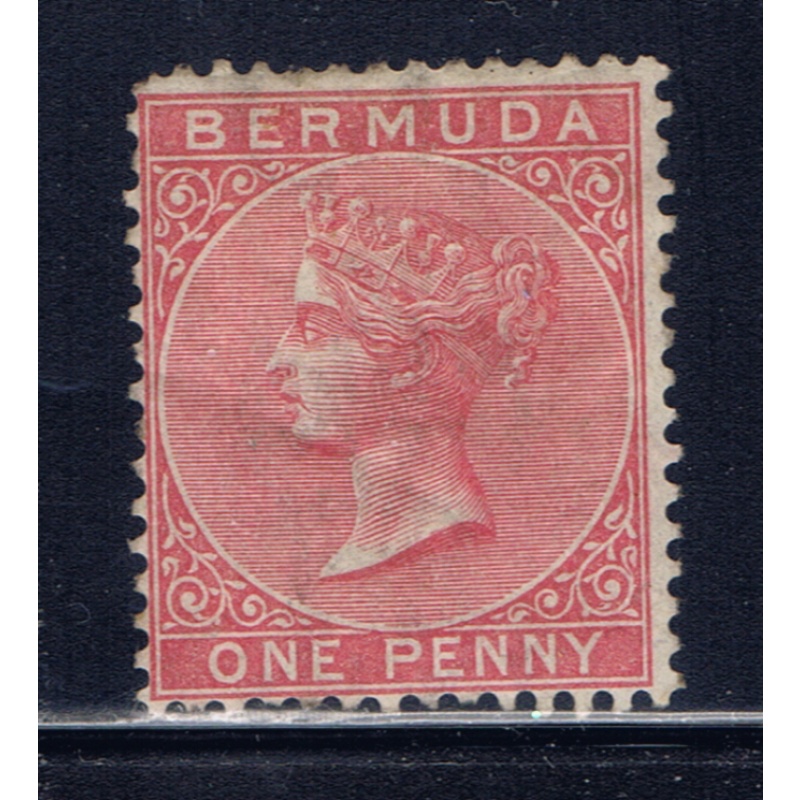 Bermuda 1 MH 1865 Victoria issue small thin on perfs