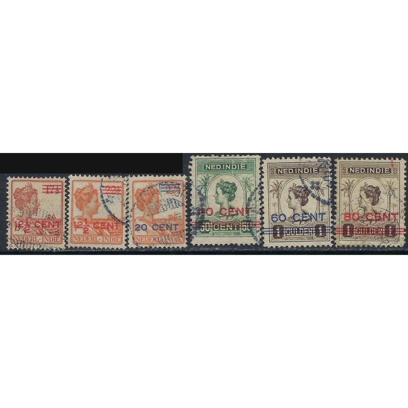 Netherlands Indies 144-46/148-50 Used 1922 Surcharges (ak5409)