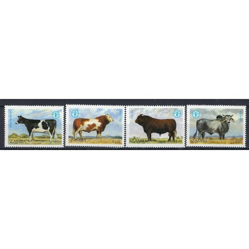 Zambia 418-21 MNH 1987 Cattle (an7766)