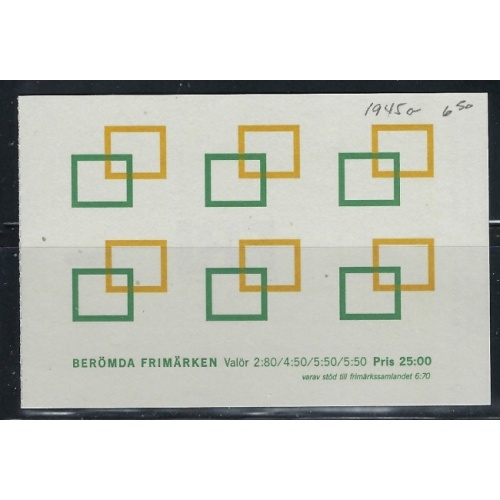 Sweden 1945a Bklt MNH 1992; numbers penciled on Bk cover (an8856)