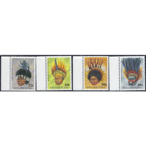Papua New Guinea 778-81 MNH 1991 Headdresses (ak6805)
