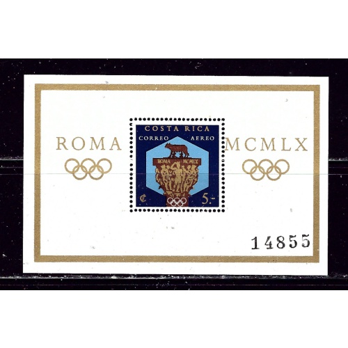 Costa Rica C313 MNH 1960 Olympics S/S    (ap5820)