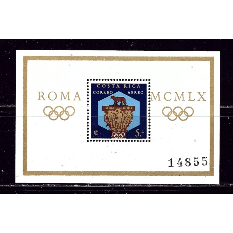 Costa Rica C313 MNH 1960 Olympics S/S    (ap5820)