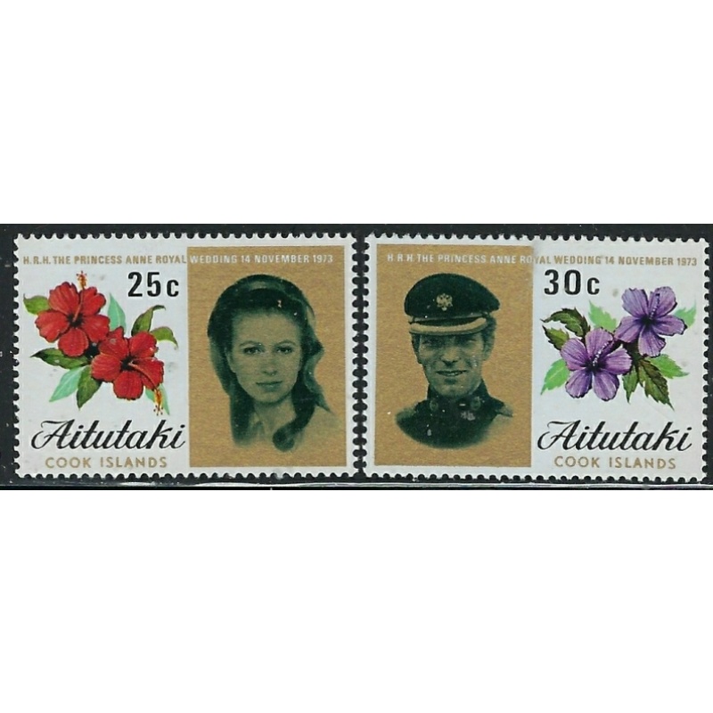 Aitutaki 77-78 MNH 1977 Princess Anne Wedding (fe7355)