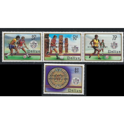 Belize 828-31 MNH 1986 Soccer overprints (an5818)