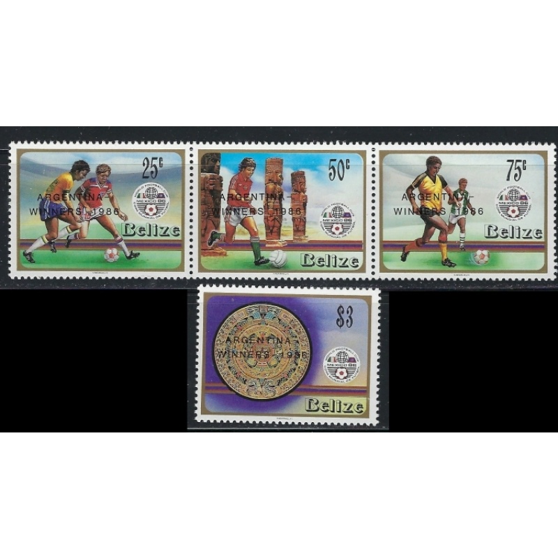 Belize 828-31 MNH 1986 Soccer overprints (an5818)