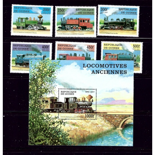 Guinea 1450-56 MNH 1997 Locomotives