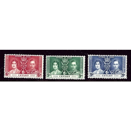 Ceylon 275-77 MNH 1937 KGVI Coronation    (ap3698)