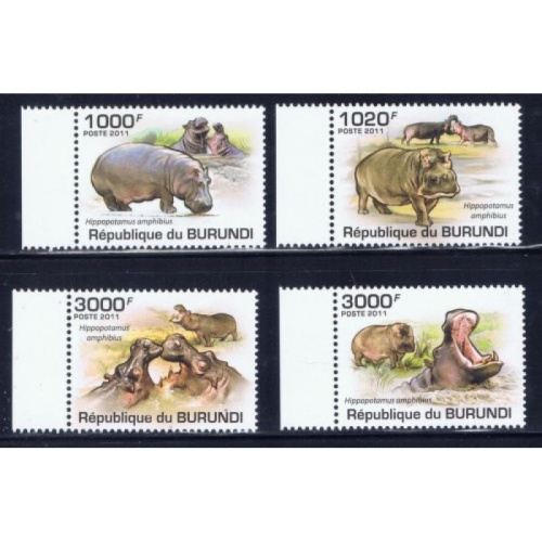 Burundi 822-25 MNH 2011 Hippopotamus (pe1012)