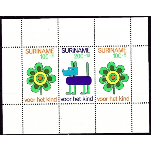 Surinam B200a MNH 1973 mini sheet of 3 (ak6089)