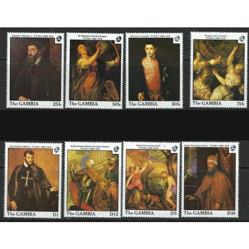 Gambia 753-60 MNH 1988 Titian Paintings (ha1463)