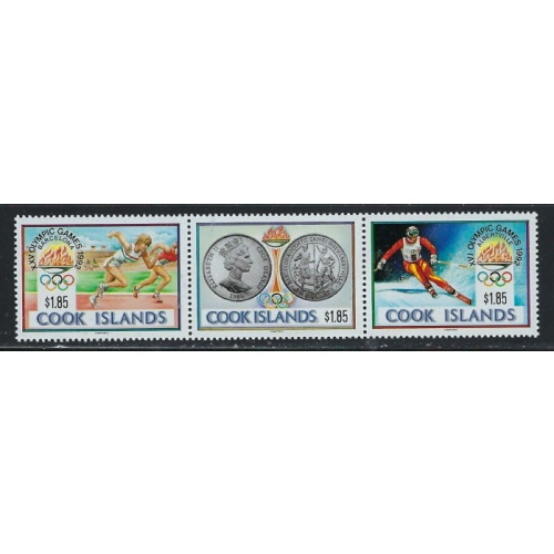 Cook Is 1039 MNH 1990 Olympics strip of 3 (fe4014)