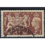 Great Britain 289 Used Perfin 1951 issue (mm1365)