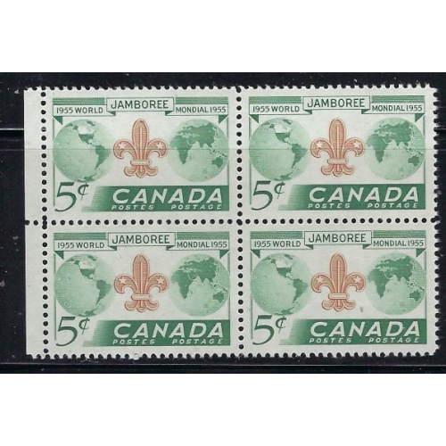 Canada 356 MNH 1955 Boy Scouts block of 4 (fe8069)