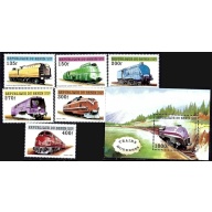 Benin 959-65 MNH 1997 Trains set with souvenir sheet (ak1770)