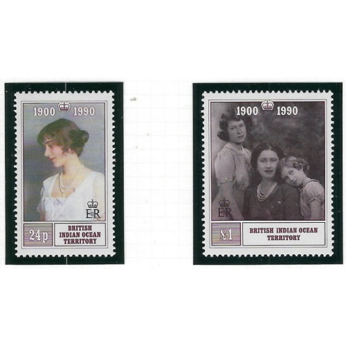 B.I.O.T. 106-07 MNH 1990 Queen Mother 90th Birthday (fe4577)