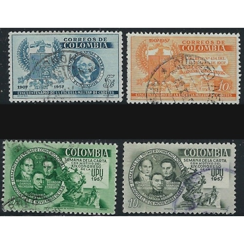Colombia 673-74; C299-300 Used 1957 set (ak2751)