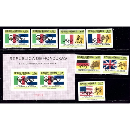 Honduras C429-35a MNH 1968 Olympics Imperf Set    (ap1138)