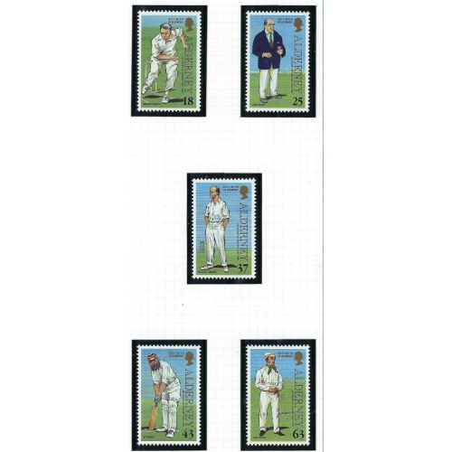 Guernsey Alderney 101-05 MNH 1997 Cricket Players (an4528)