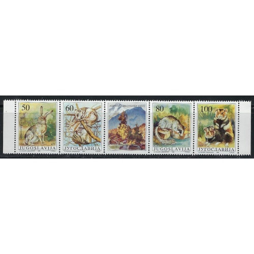 Yugoslavia 2131 MNH 1992 Protected Animals strip of 4 plus label (an3915)