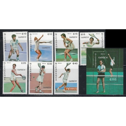 Nicaragua 1624-31 MNH 1987 Tennis (an6797)